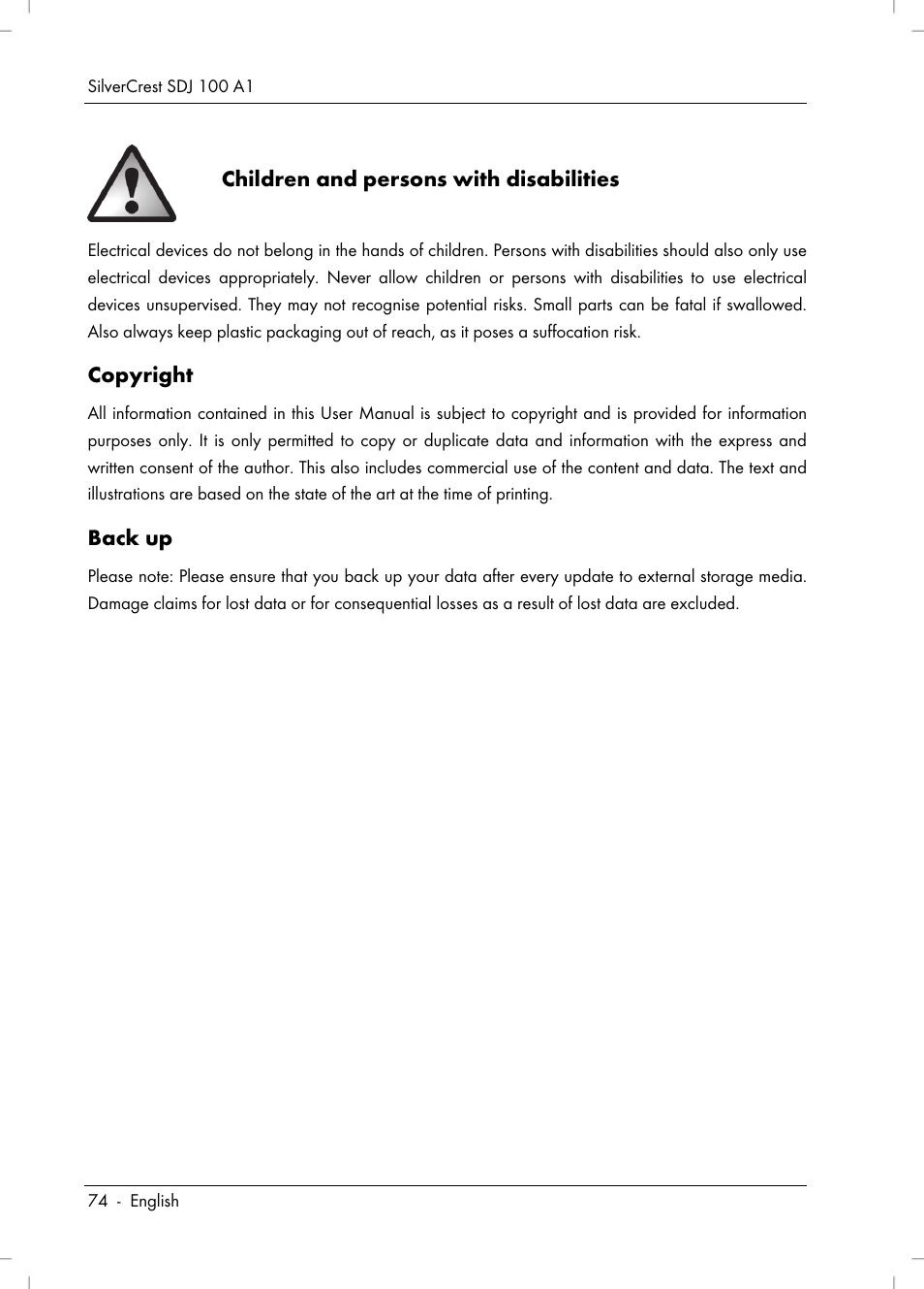 Silvercrest SDJ 100 A1 User Manual | Page 76 / 90