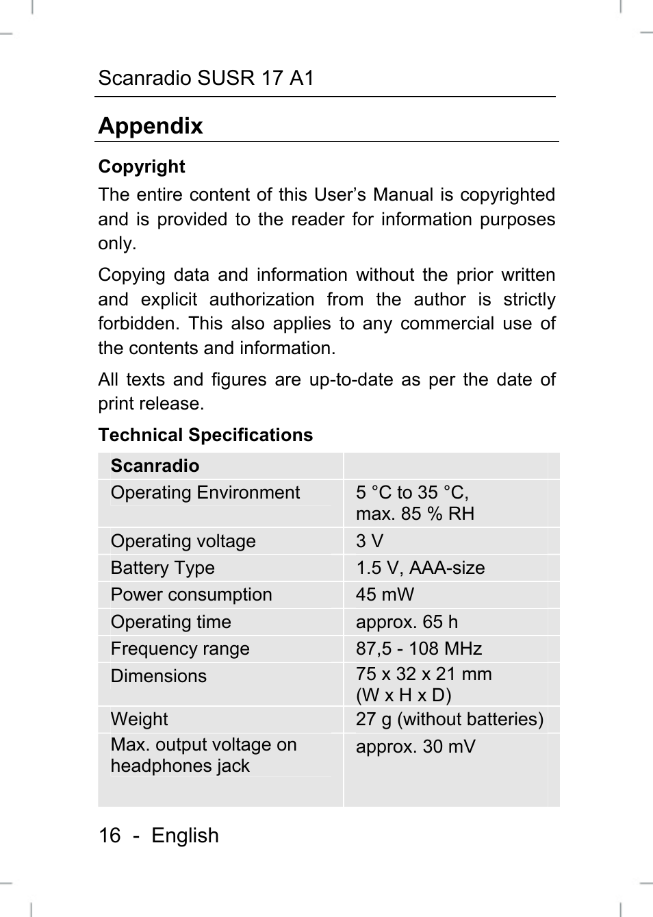 Appendix | Silvercrest SUSR 17 A1 User Manual | Page 16 / 20