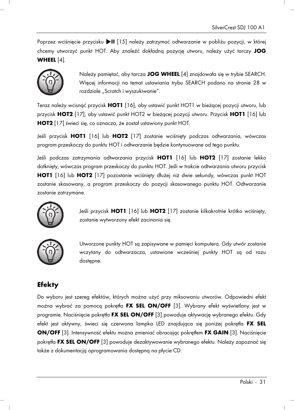 Efekty | Silvercrest SDJ 100 A1 User Manual | Page 33 / 90