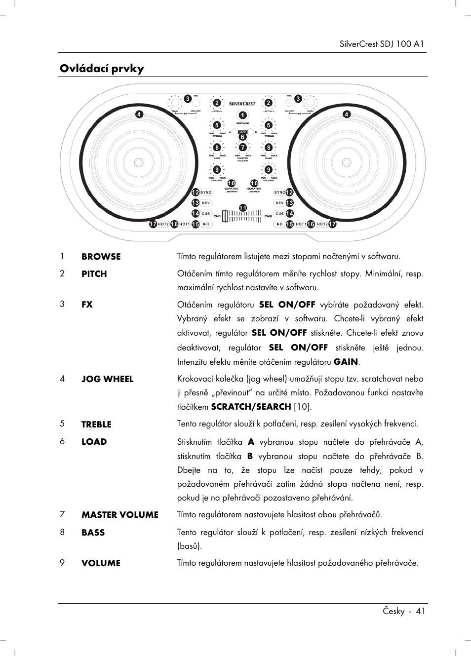 Ovládací prvky | Silvercrest SDJ 100 A1 User Manual | Page 43 / 90