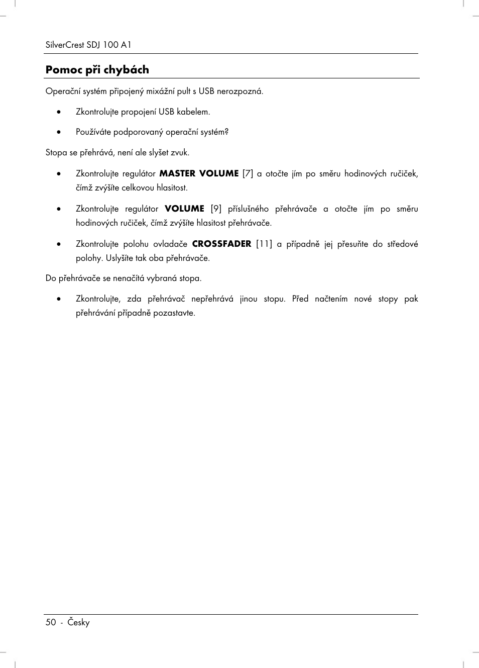 Pomoc při chybách | Silvercrest SDJ 100 A1 User Manual | Page 52 / 90