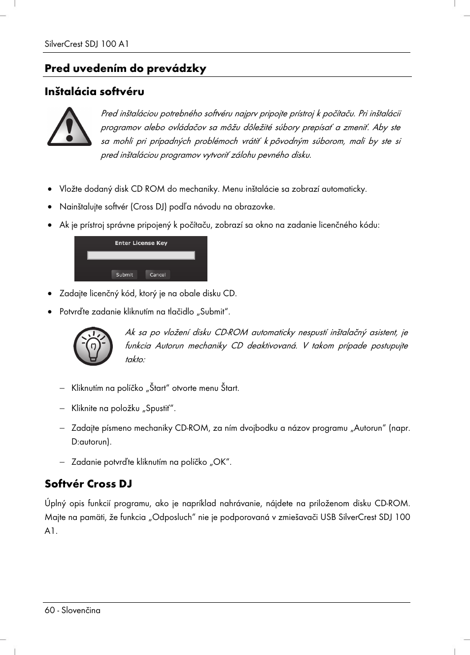 Pred uvedením do prevádzky inštalácia softvéru, Softvér cross dj | Silvercrest SDJ 100 A1 User Manual | Page 62 / 90