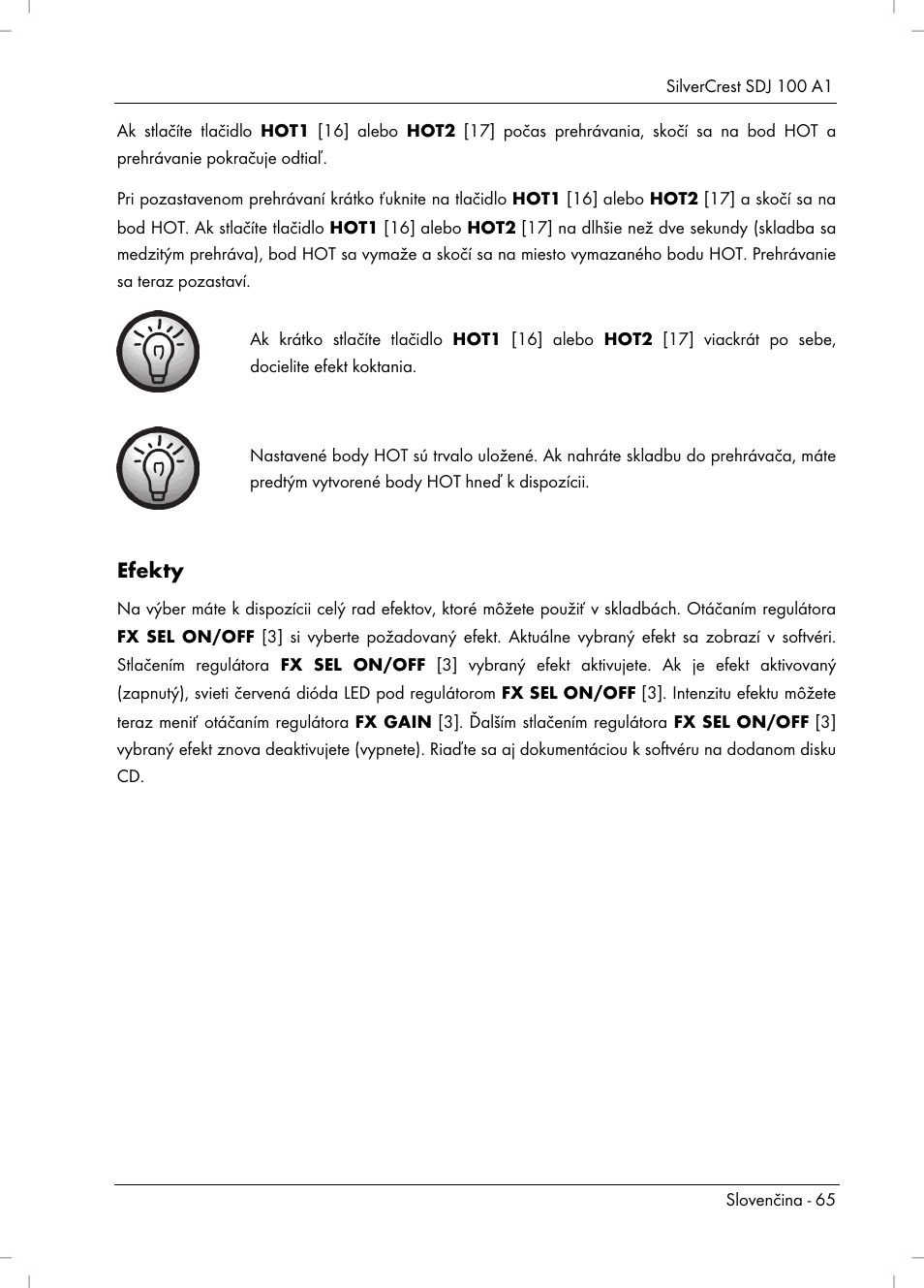 Efekty | Silvercrest SDJ 100 A1 User Manual | Page 67 / 90