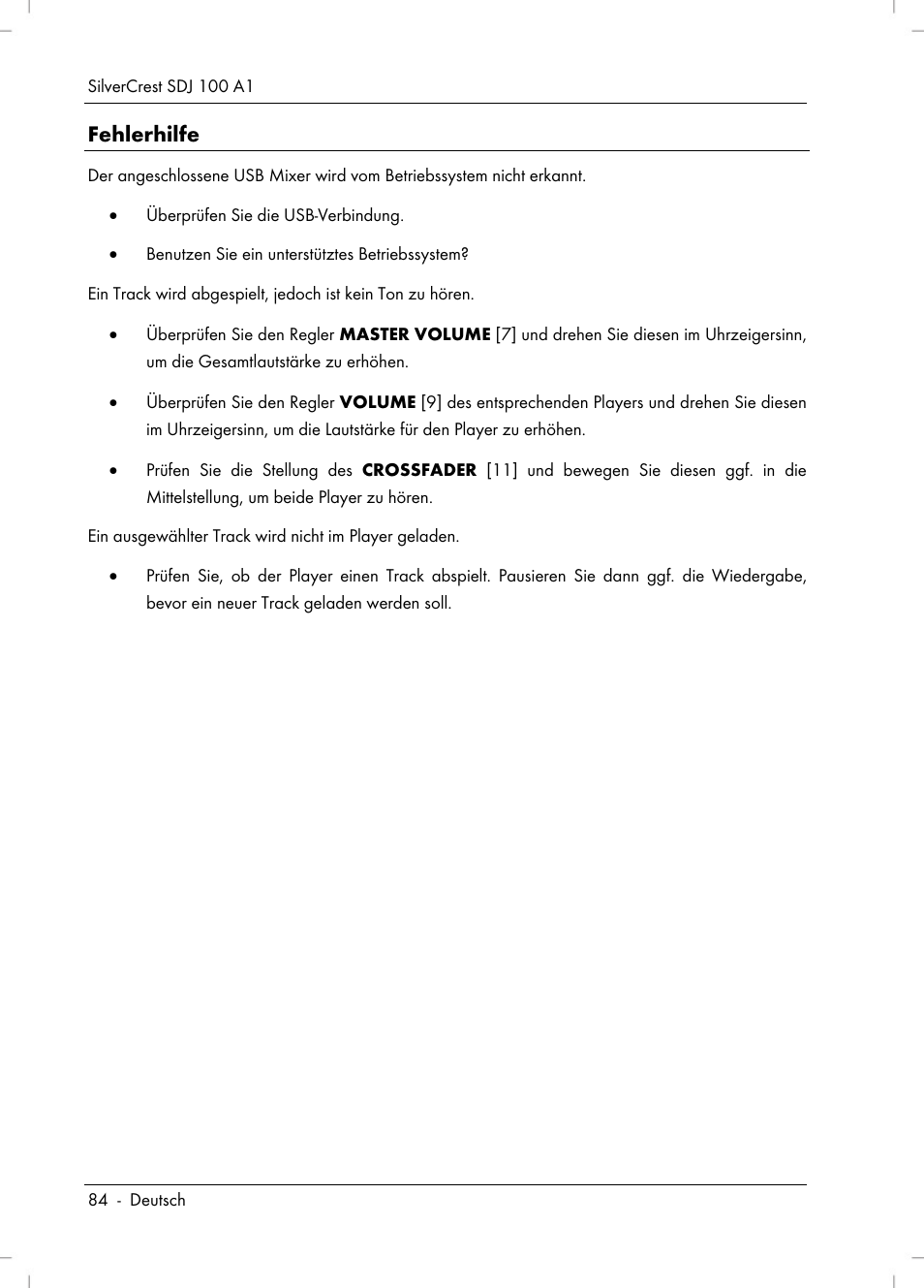 Fehlerhilfe | Silvercrest SDJ 100 A1 User Manual | Page 86 / 90