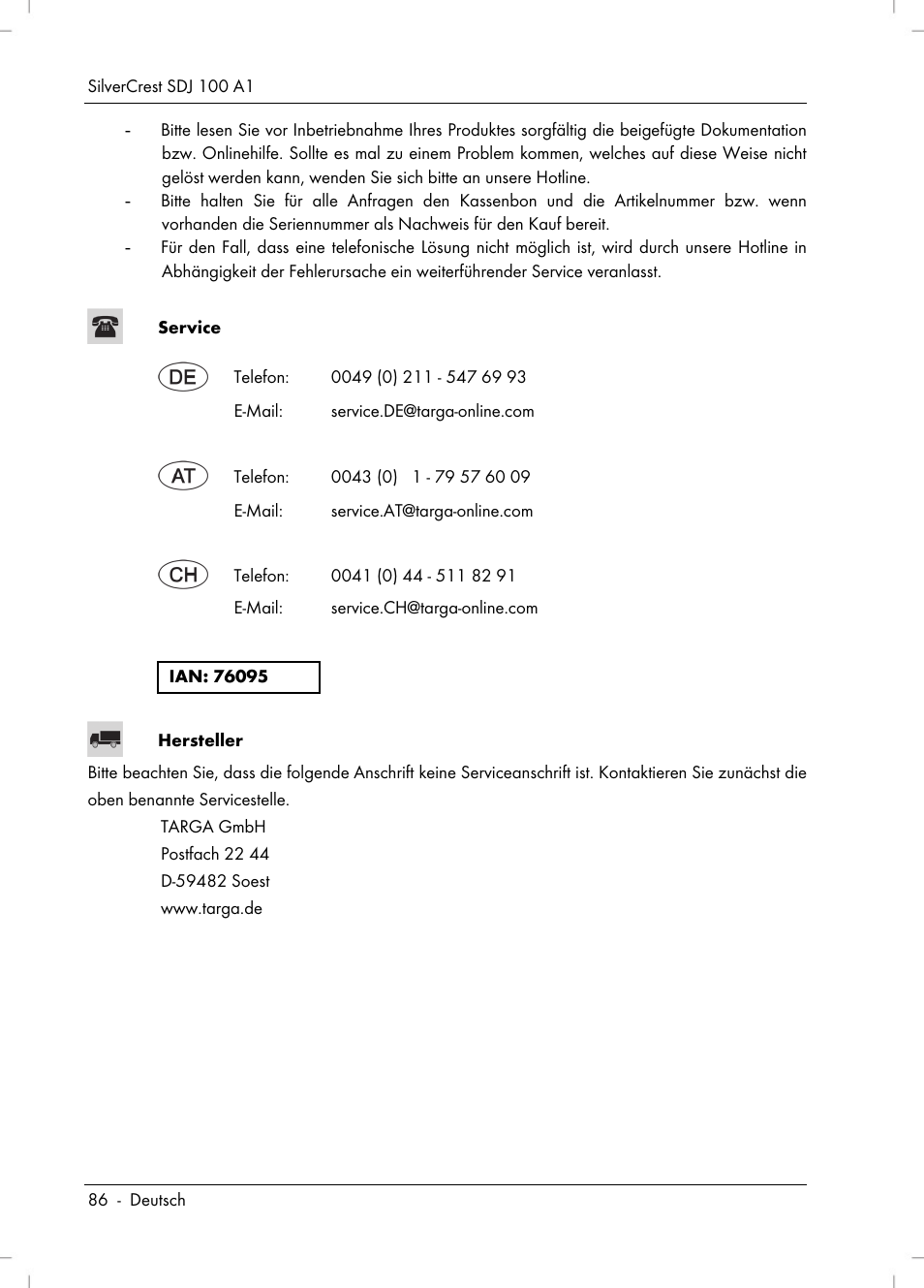 Silvercrest SDJ 100 A1 User Manual | Page 88 / 90