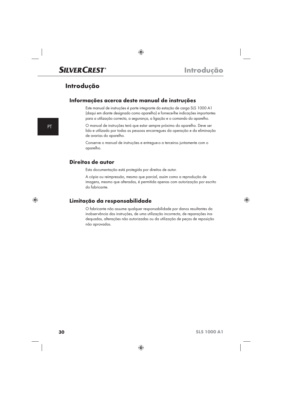 Introdução, Informações acerca deste manual de instruções, Direitos de autor | Limitação da responsabilidade | Silvercrest SLS 1000 A1 User Manual | Page 32 / 72