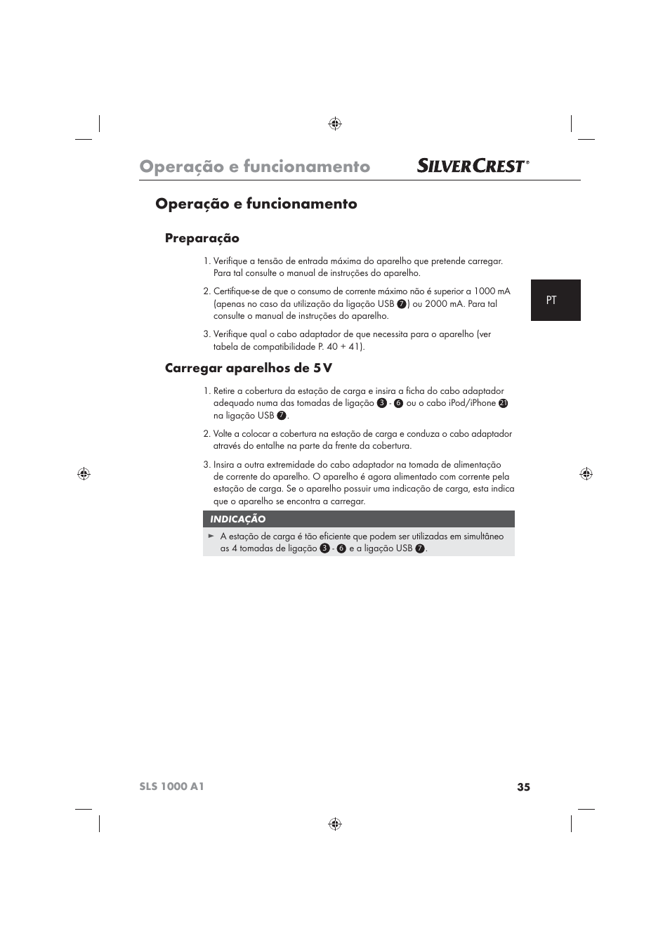 Operação e funcionamento, Preparação, Carregar aparelhos de 5 v | Silvercrest SLS 1000 A1 User Manual | Page 37 / 72