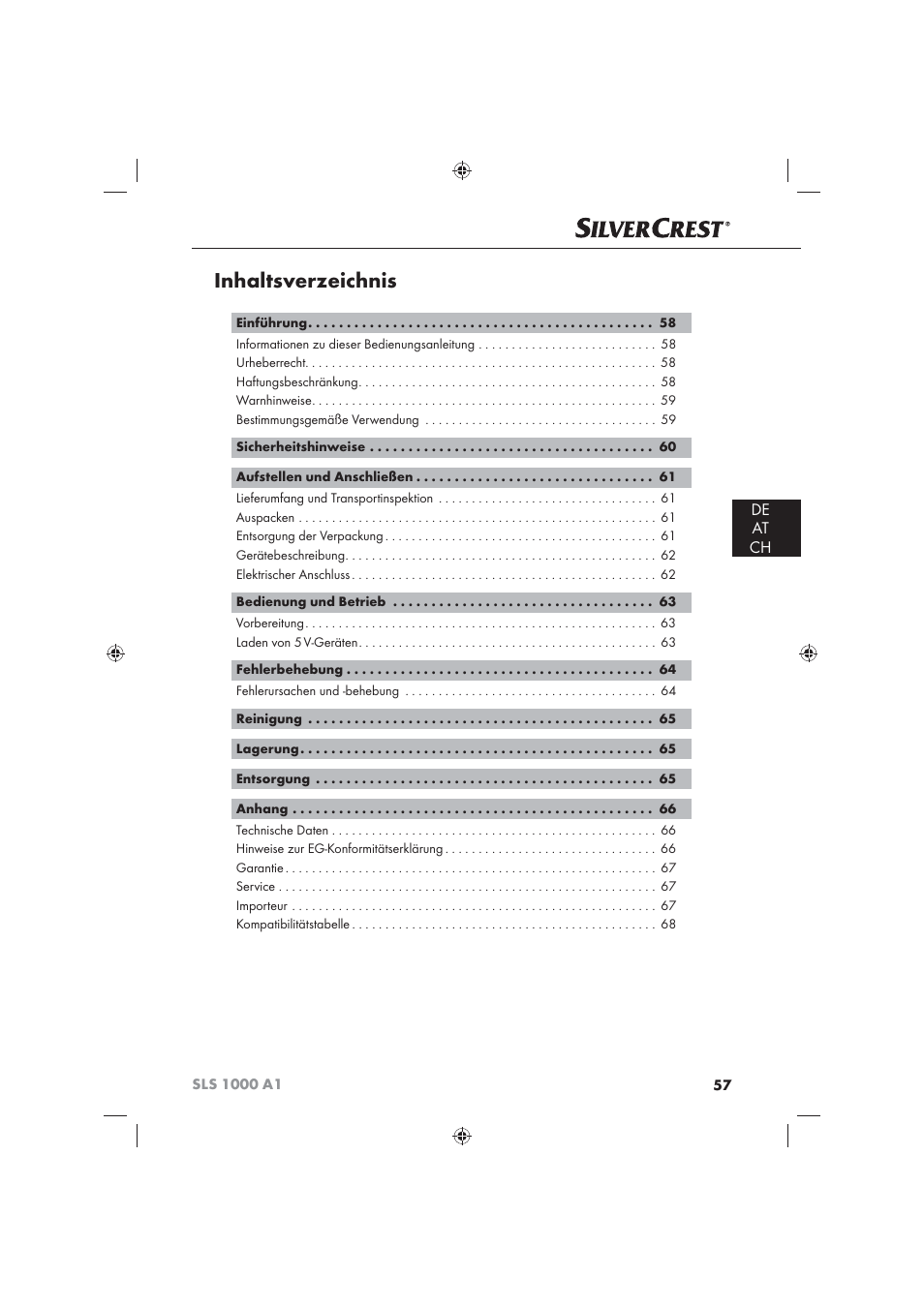 Silvercrest SLS 1000 A1 User Manual | Page 59 / 72