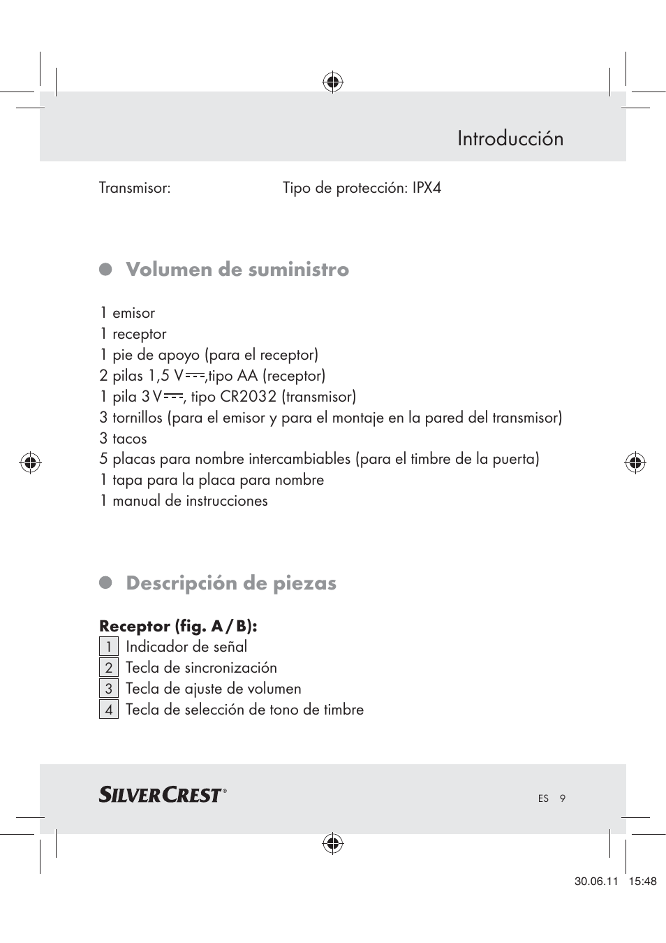 Introducción, Volumen de suministro, Descripción de piezas | Silvercrest Z30914 User Manual | Page 10 / 74