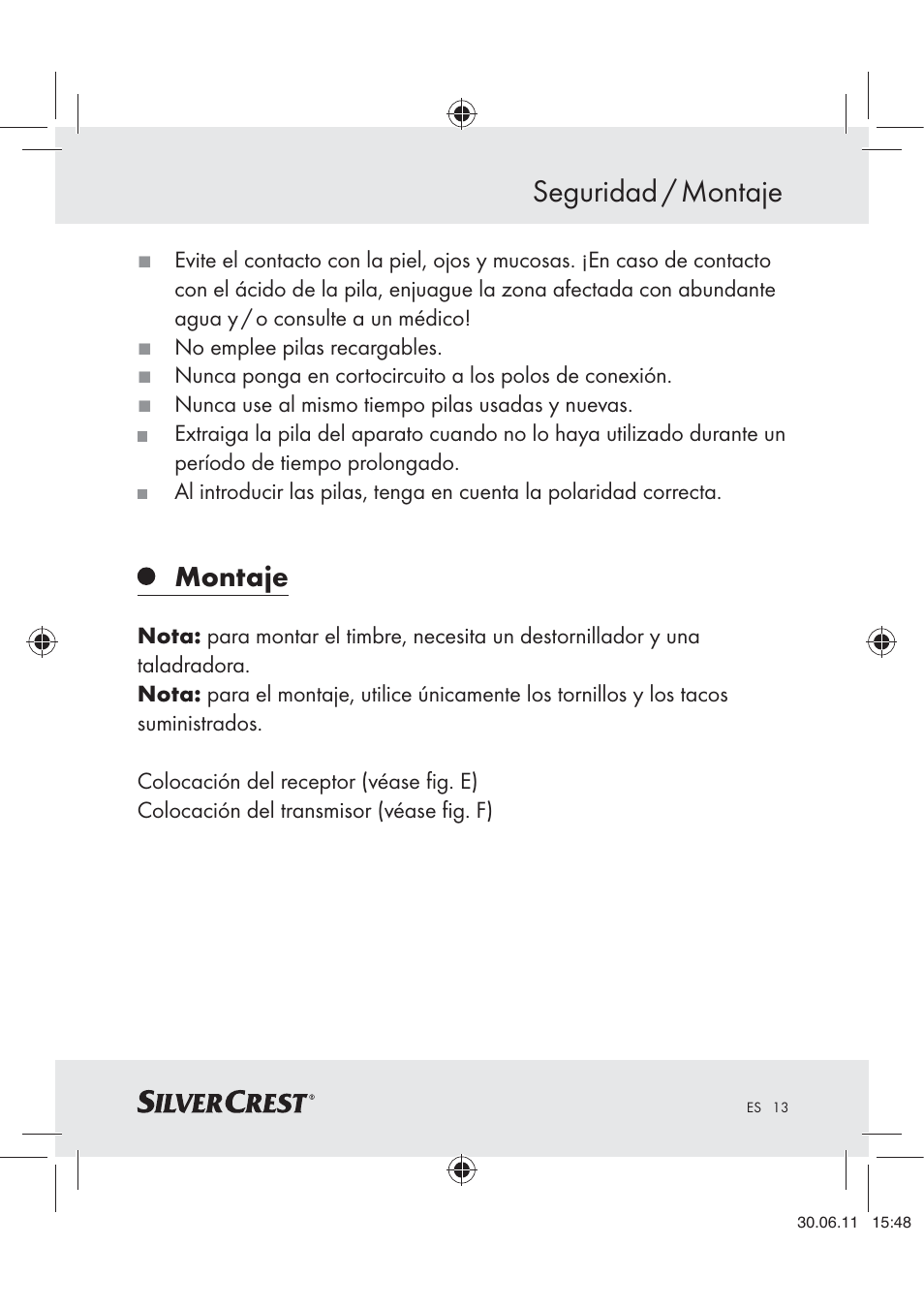 Seguridad / montaje, Montaje | Silvercrest Z30914 User Manual | Page 14 / 74