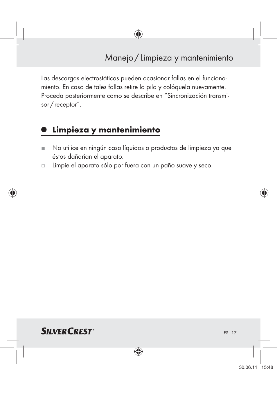 Manejo / limpieza y mantenimiento, Limpieza y mantenimiento | Silvercrest Z30914 User Manual | Page 18 / 74