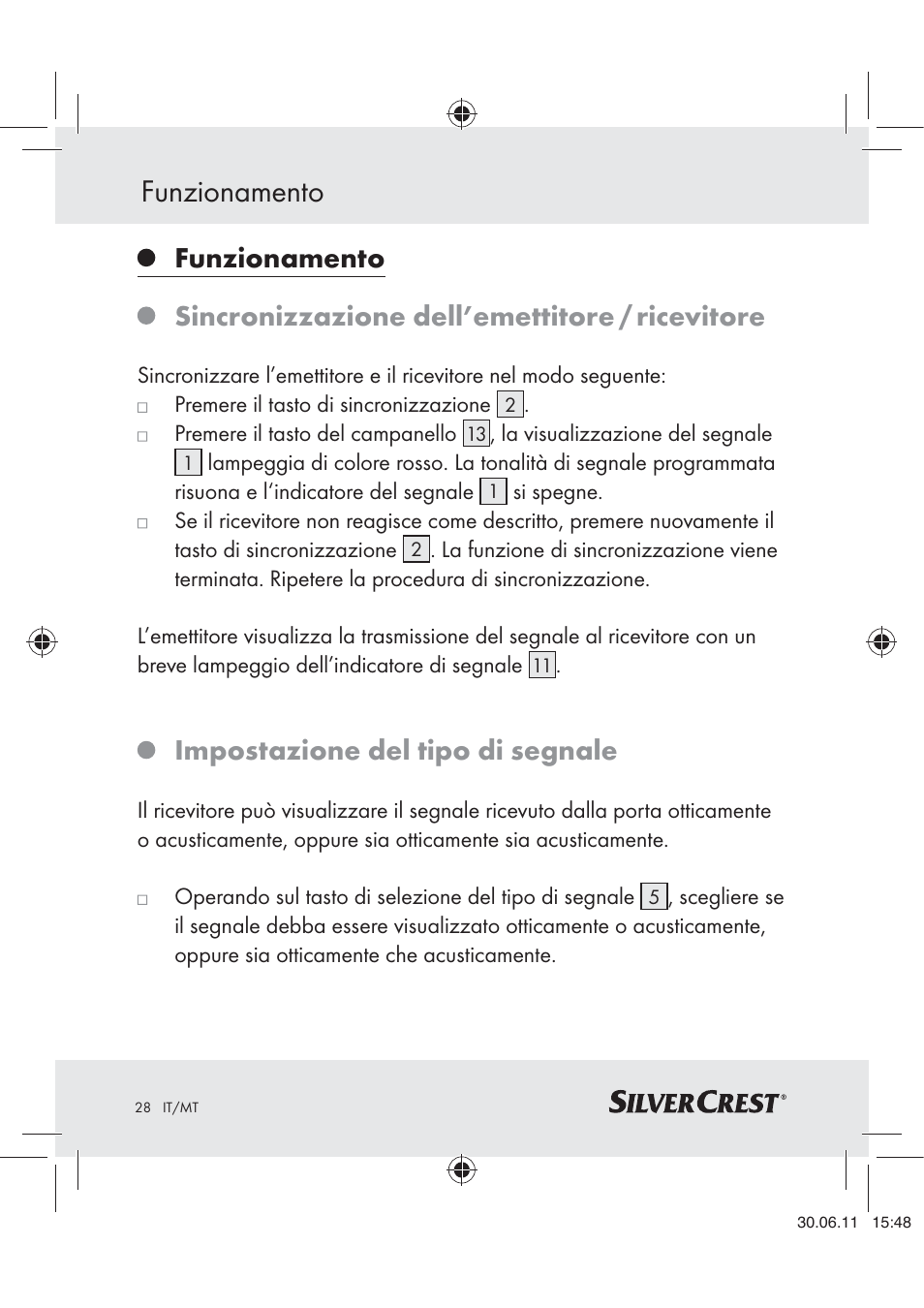 Funzionamento, Impostazione del tipo di segnale | Silvercrest Z30914 User Manual | Page 29 / 74