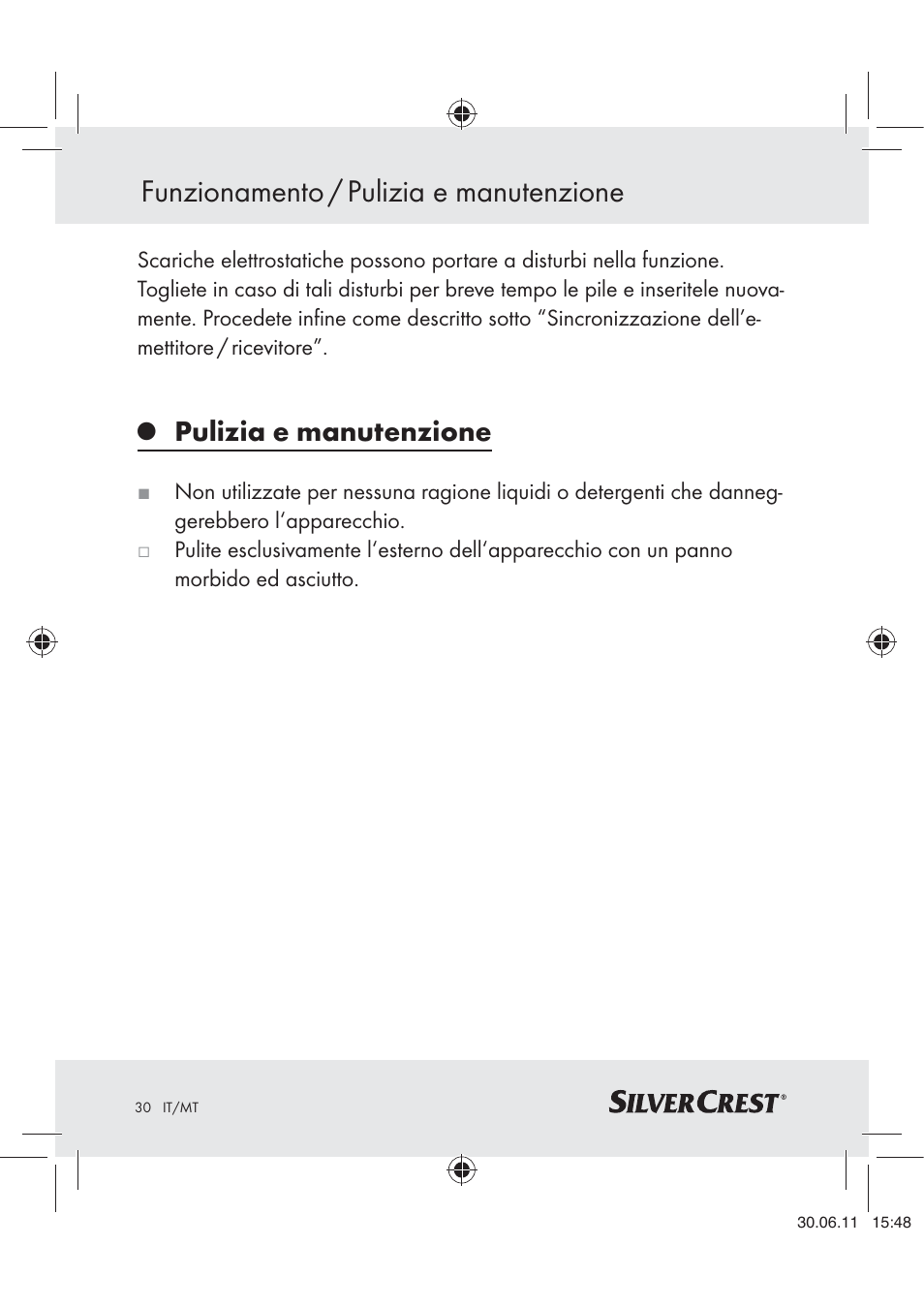 Funzionamento / pulizia e manutenzione, Pulizia e manutenzione | Silvercrest Z30914 User Manual | Page 31 / 74