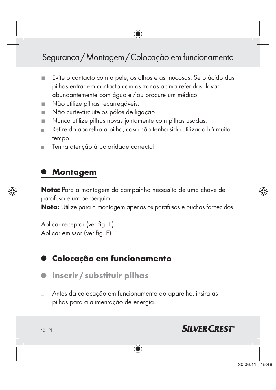 Segurança / montagem / colocação em funcionamento, Montagem | Silvercrest Z30914 User Manual | Page 41 / 74