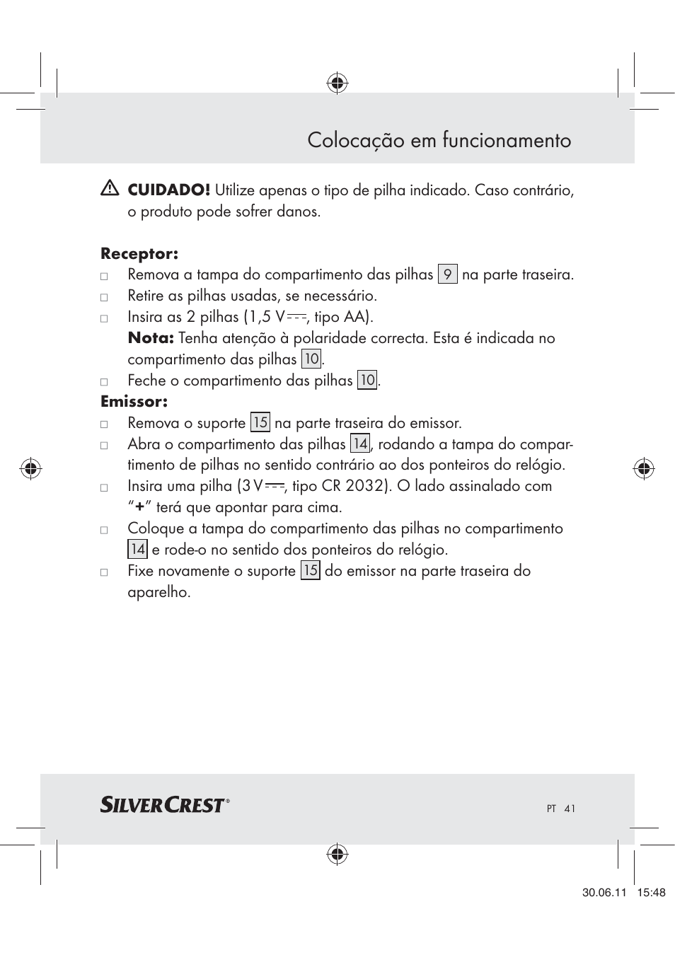 Colocação em funcionamento | Silvercrest Z30914 User Manual | Page 42 / 74