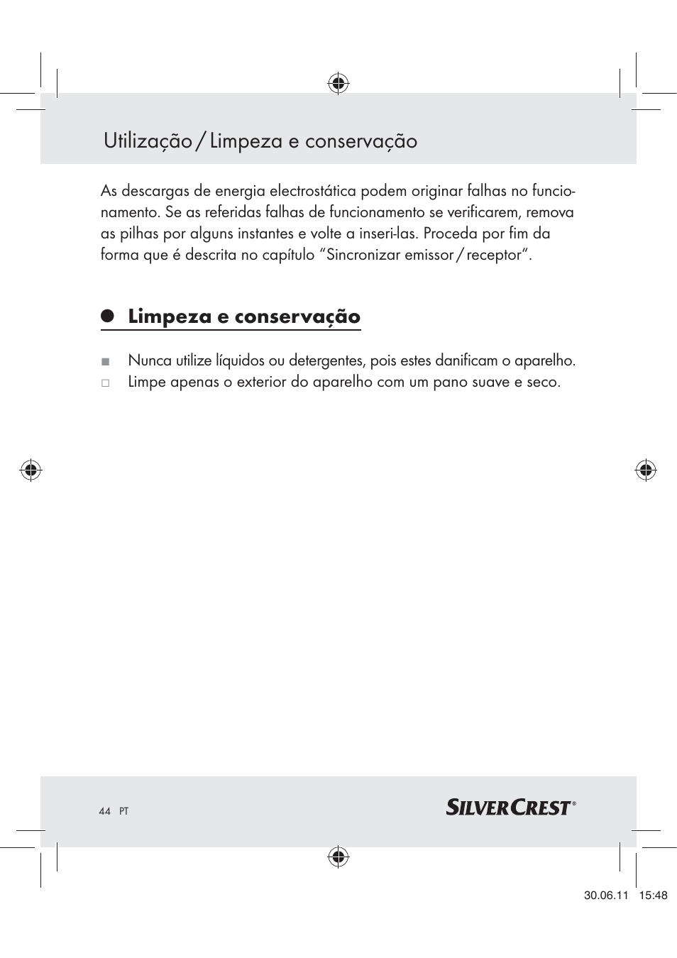 Utilização / limpeza e conservação, Limpeza e conservação | Silvercrest Z30914 User Manual | Page 45 / 74