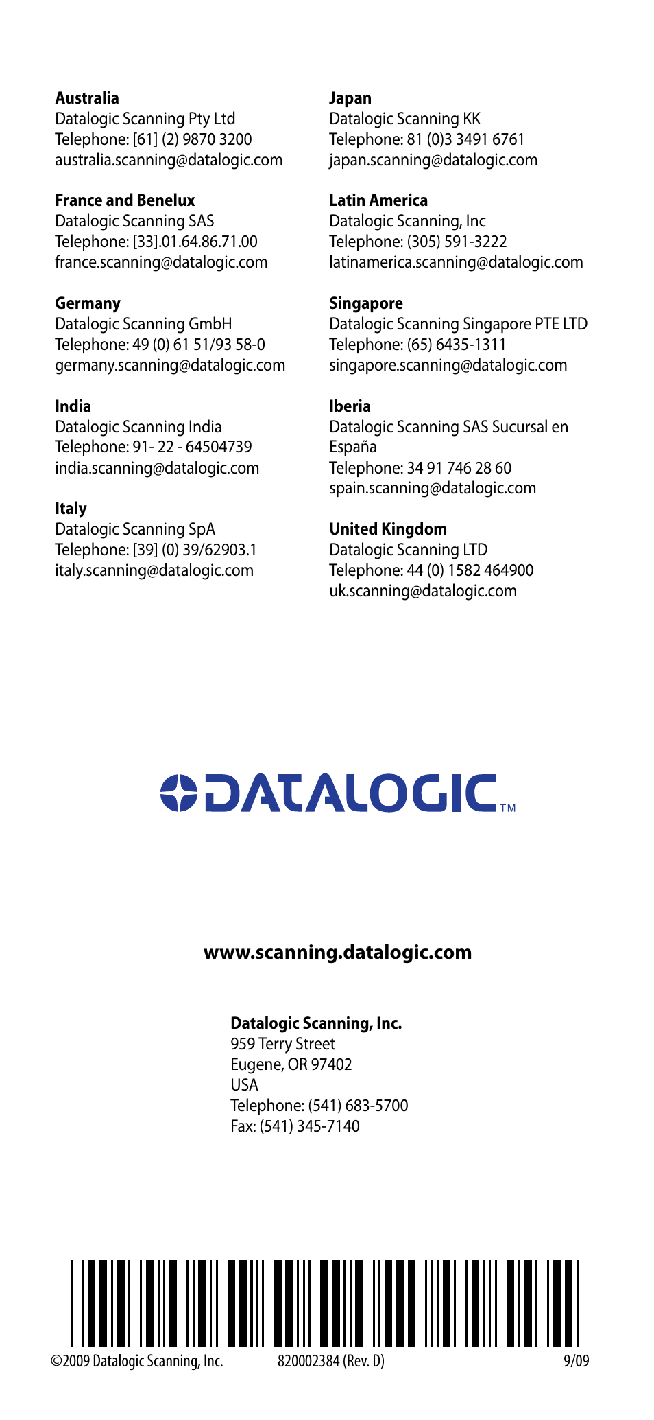 Datalogic Scanning GRYPHON GM4100 User Manual | Page 52 / 52
