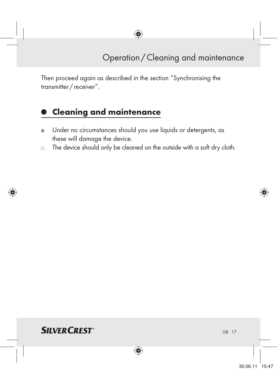 Operation / cleaning and maintenance, Cleaning and maintenance | Silvercrest Z30914 User Manual | Page 18 / 101