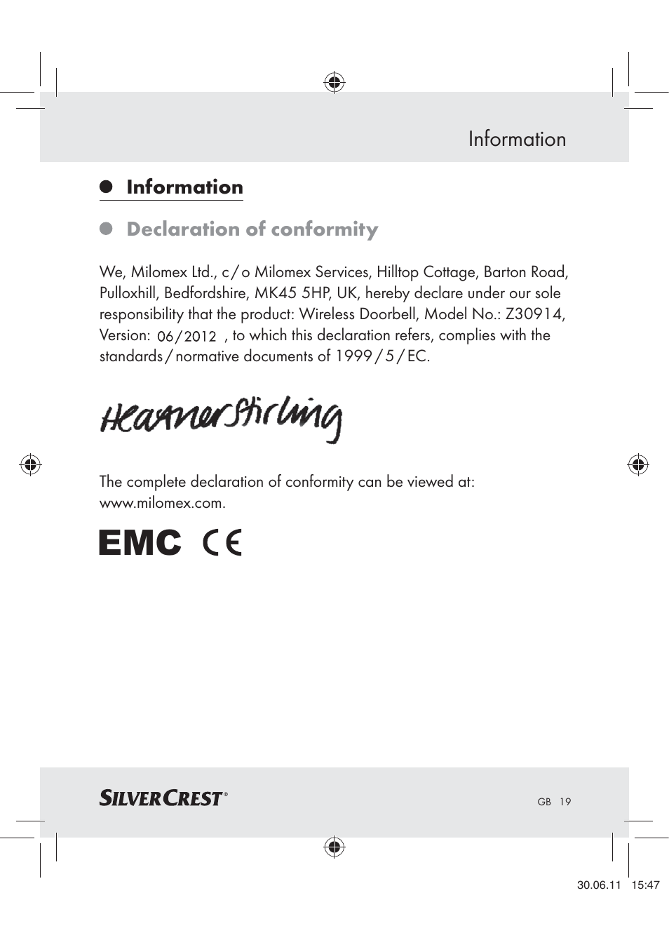 Information | Silvercrest Z30914 User Manual | Page 20 / 101