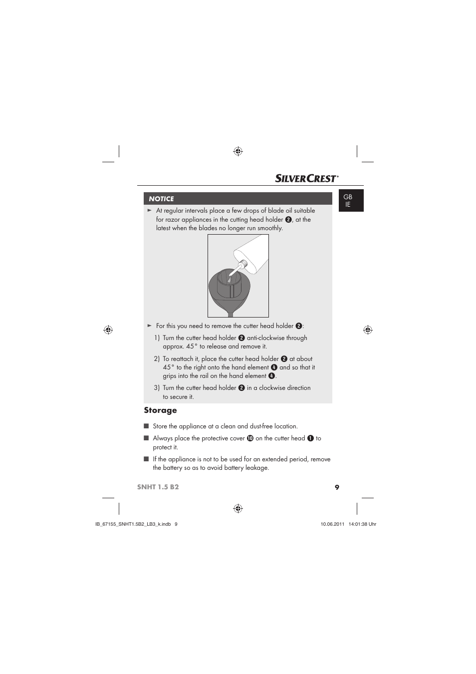 Storage | Silvercrest SNHT 1.5 B2 User Manual | Page 11 / 50