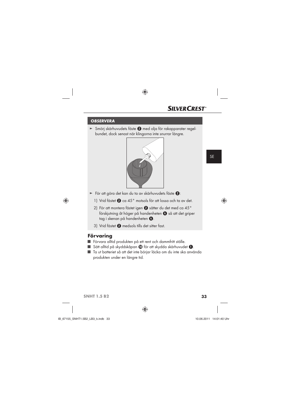 Förvaring | Silvercrest SNHT 1.5 B2 User Manual | Page 35 / 50