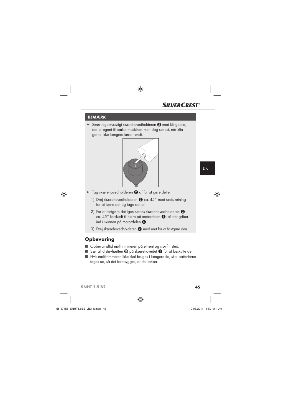 Opbevaring | Silvercrest SNHT 1.5 B2 User Manual | Page 47 / 50