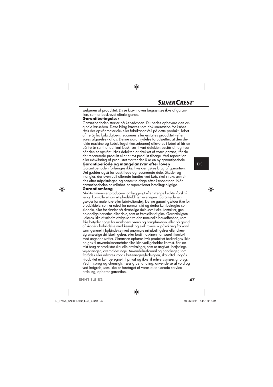 Silvercrest SNHT 1.5 B2 User Manual | Page 49 / 50