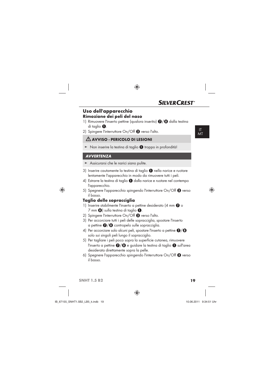 Uso dell'apparecchio | Silvercrest SNHT 1.5 B2 User Manual | Page 21 / 50