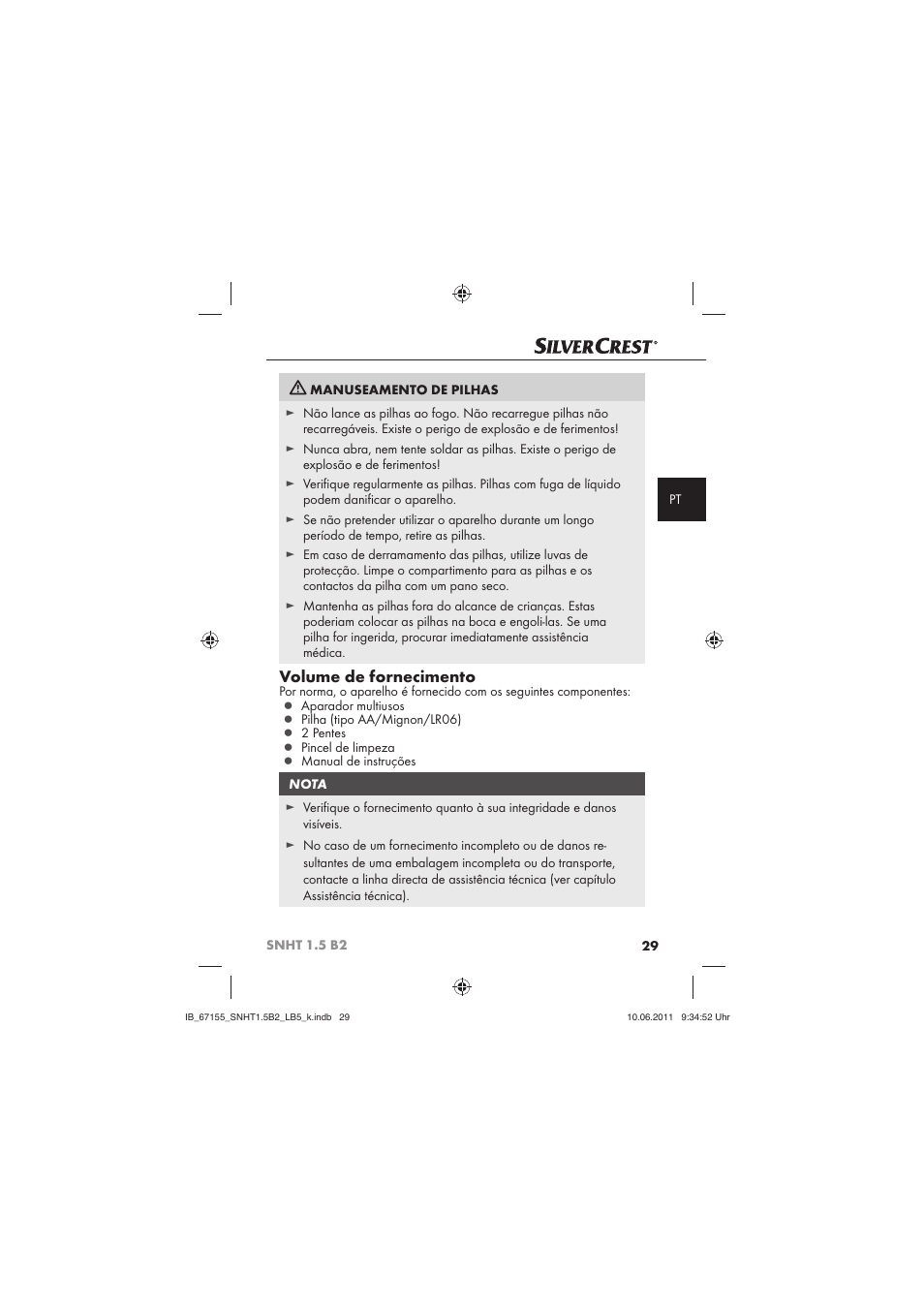 Volume de fornecimento | Silvercrest SNHT 1.5 B2 User Manual | Page 31 / 50