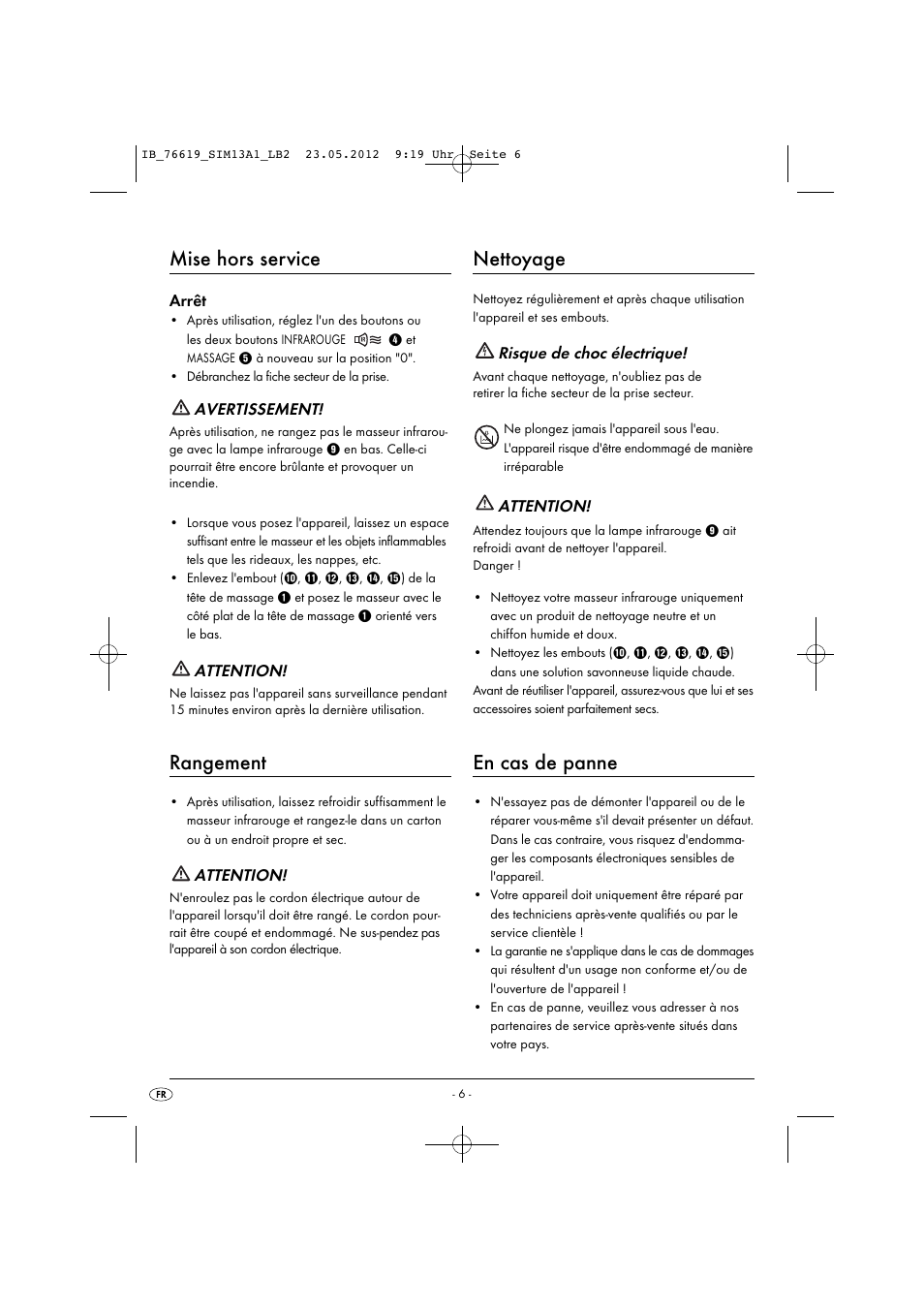 Mise hors service, Rangement, Nettoyage | En cas de panne | Silvercrest SIM 13 A1 User Manual | Page 8 / 33