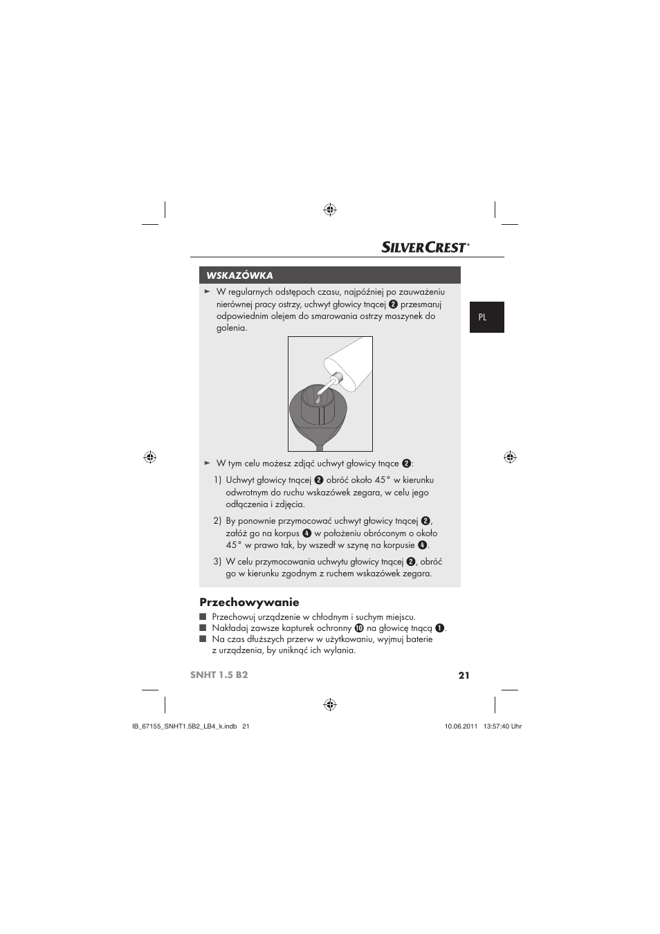 Przechowywanie | Silvercrest SNHT 1.5 B2 User Manual | Page 23 / 74