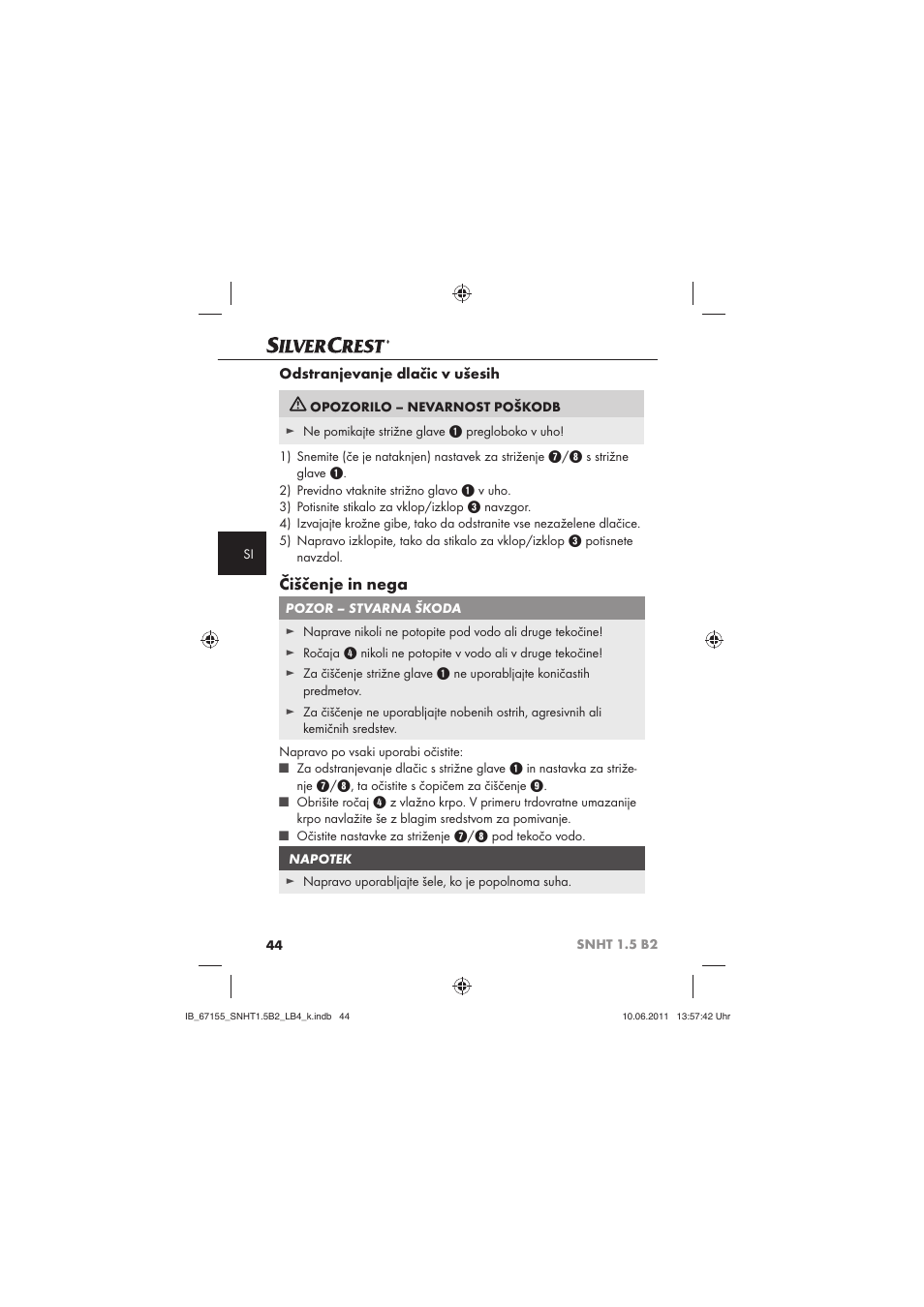 Čiščenje in nega | Silvercrest SNHT 1.5 B2 User Manual | Page 46 / 74