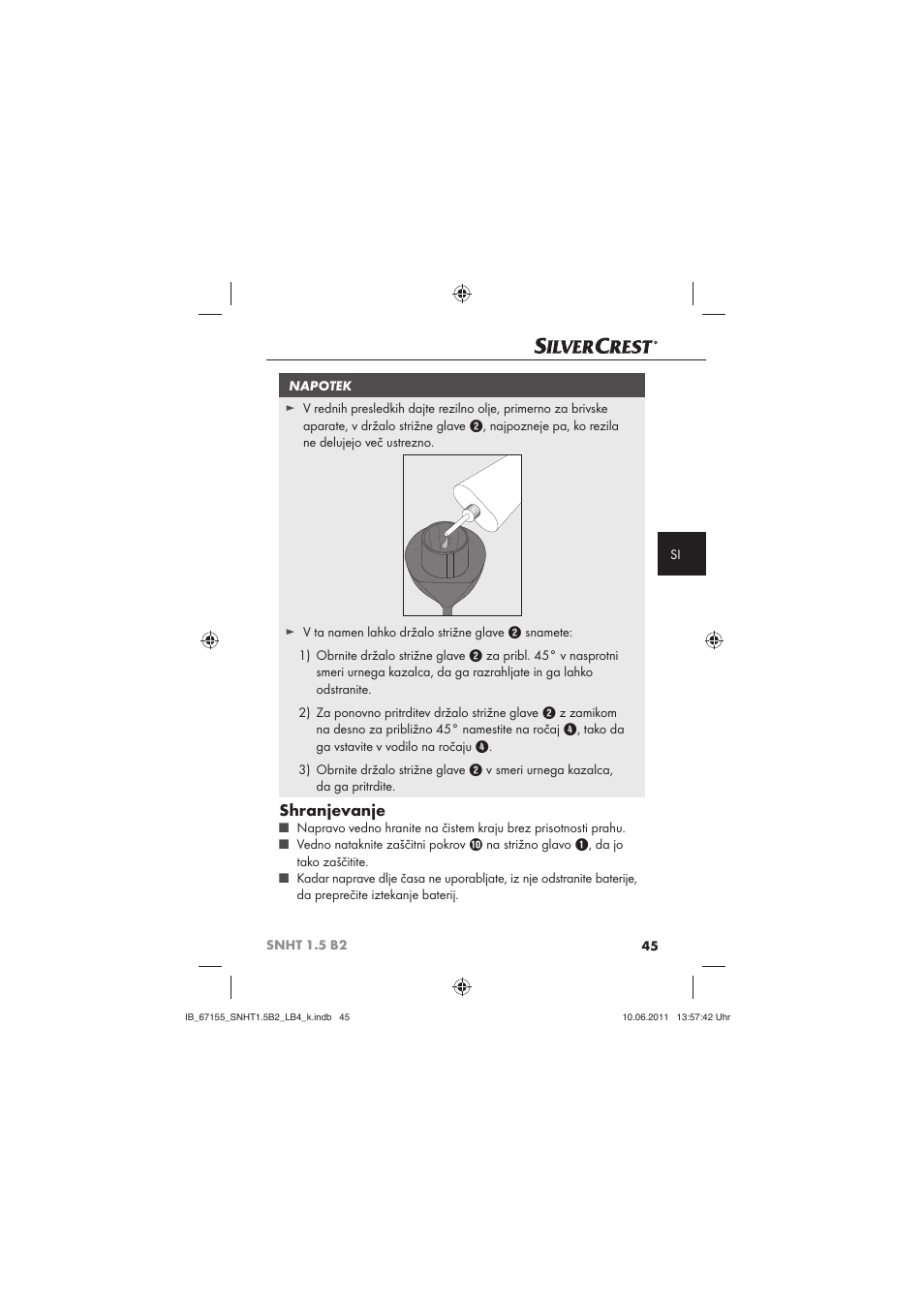 Shranjevanje | Silvercrest SNHT 1.5 B2 User Manual | Page 47 / 74