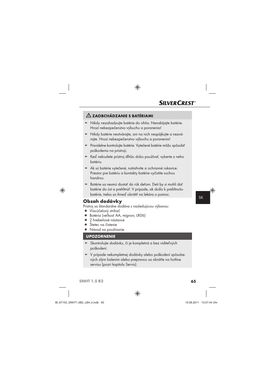 Silvercrest SNHT 1.5 B2 User Manual | Page 67 / 74