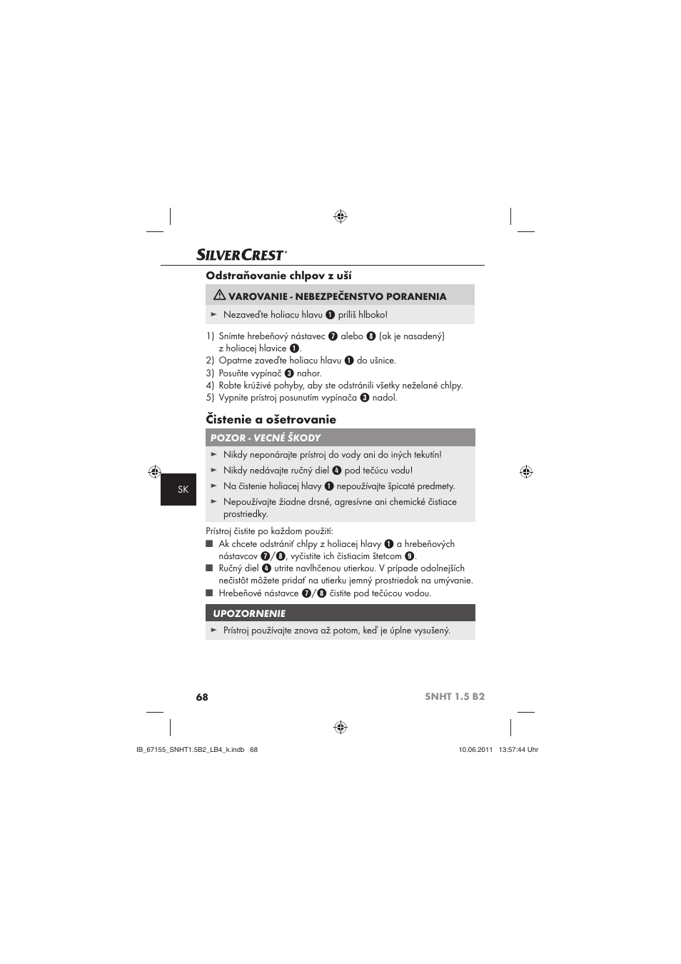 Čistenie a ošetrovanie | Silvercrest SNHT 1.5 B2 User Manual | Page 70 / 74