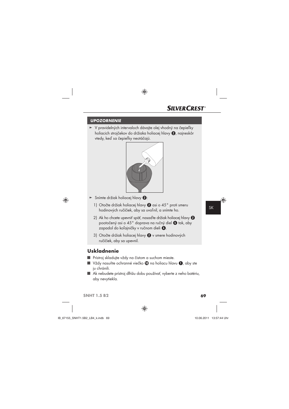 Uskladnenie | Silvercrest SNHT 1.5 B2 User Manual | Page 71 / 74