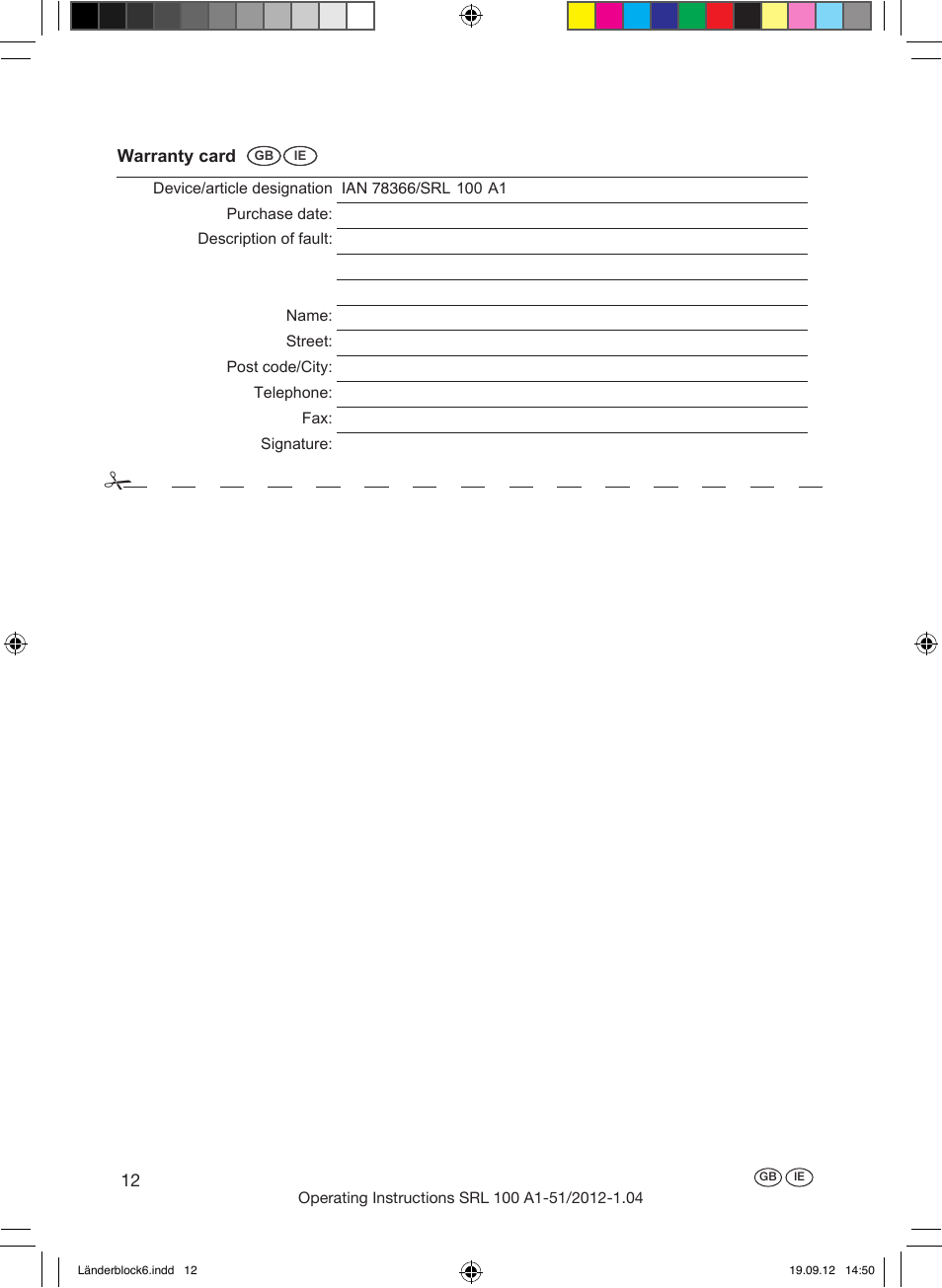 Silvercrest SRL 100 A1 User Manual | Page 12 / 16