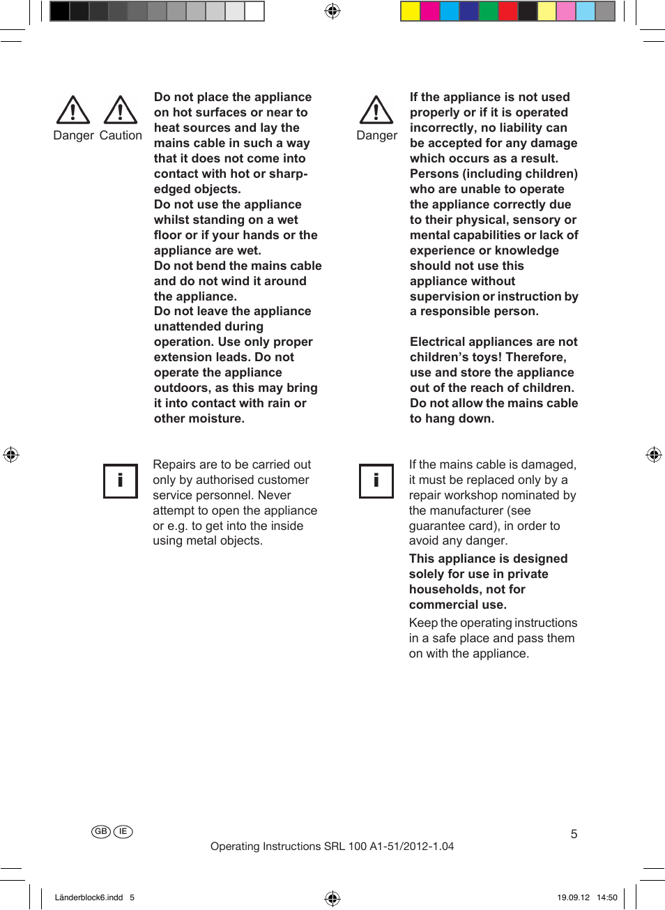 Indicaciones generales de seguridad, Erläuterung der bildzeichen, Explicación de los símbolos | Silvercrest SRL 100 A1 User Manual | Page 5 / 16