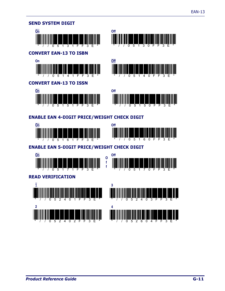 Send system digit, Convert ean-13 to isbn, Convert ean-13 to issn | Enable ean 4-digit price/weight check digit, Enable ean 5-digit price/weight check digit, Read verification | Datalogic Scanning Pegaso User Manual | Page 135 / 172