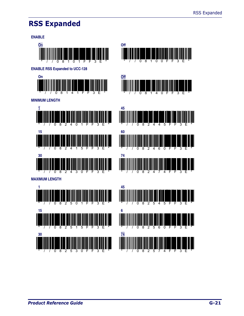 Rss expanded, G-21 | Datalogic Scanning Pegaso User Manual | Page 145 / 172