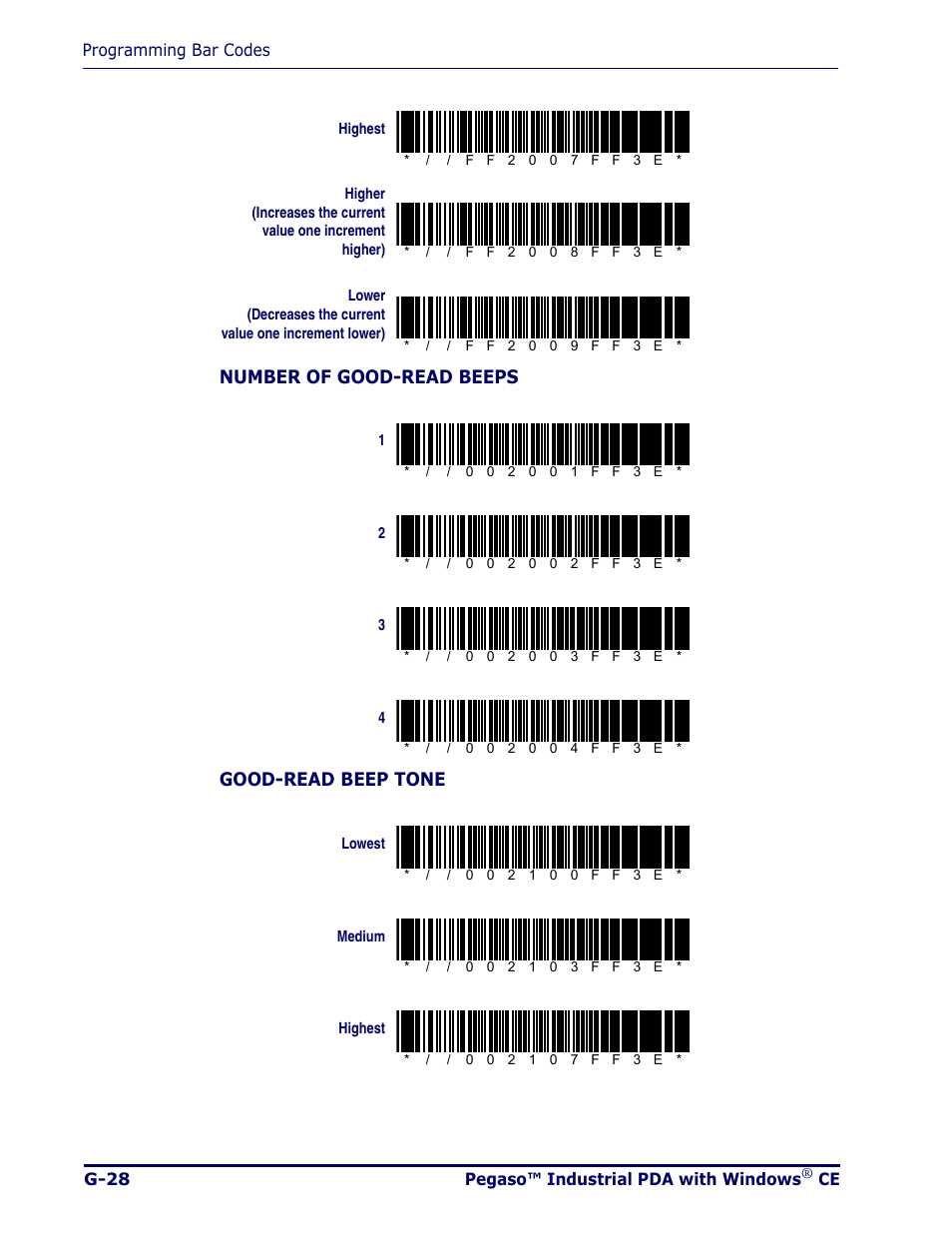 Number of good-read beeps, Good-read beep tone | Datalogic Scanning Pegaso User Manual | Page 152 / 172
