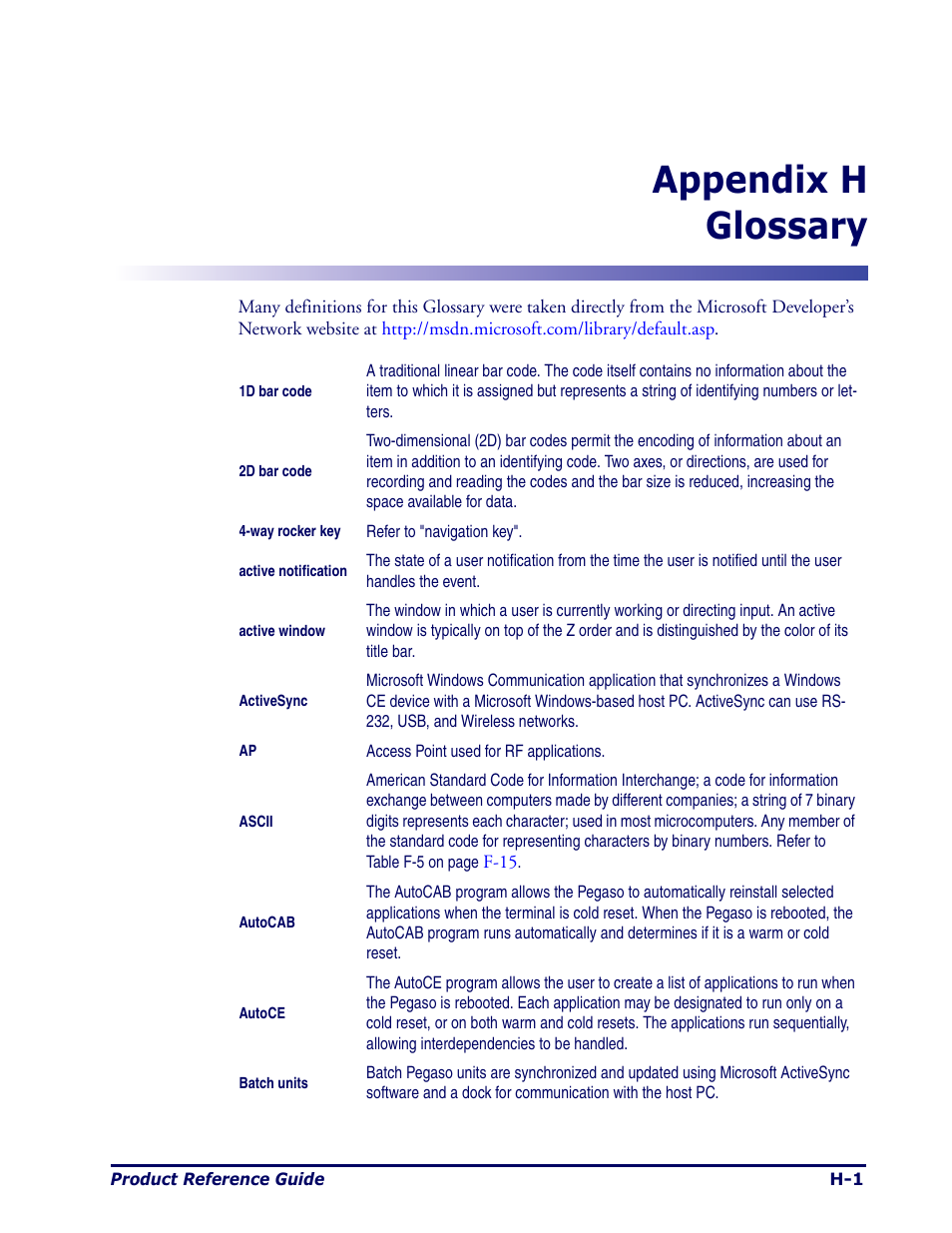 Glossary, Appendix, Glossary", is a glossar | Appendix h glossary | Datalogic Scanning Pegaso User Manual | Page 157 / 172