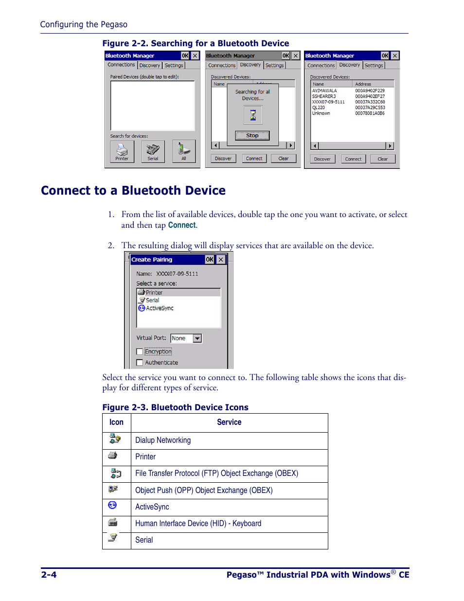 Connect to a bluetooth device, Connect to a bluetooth device -4 | Datalogic Scanning Pegaso User Manual | Page 18 / 172