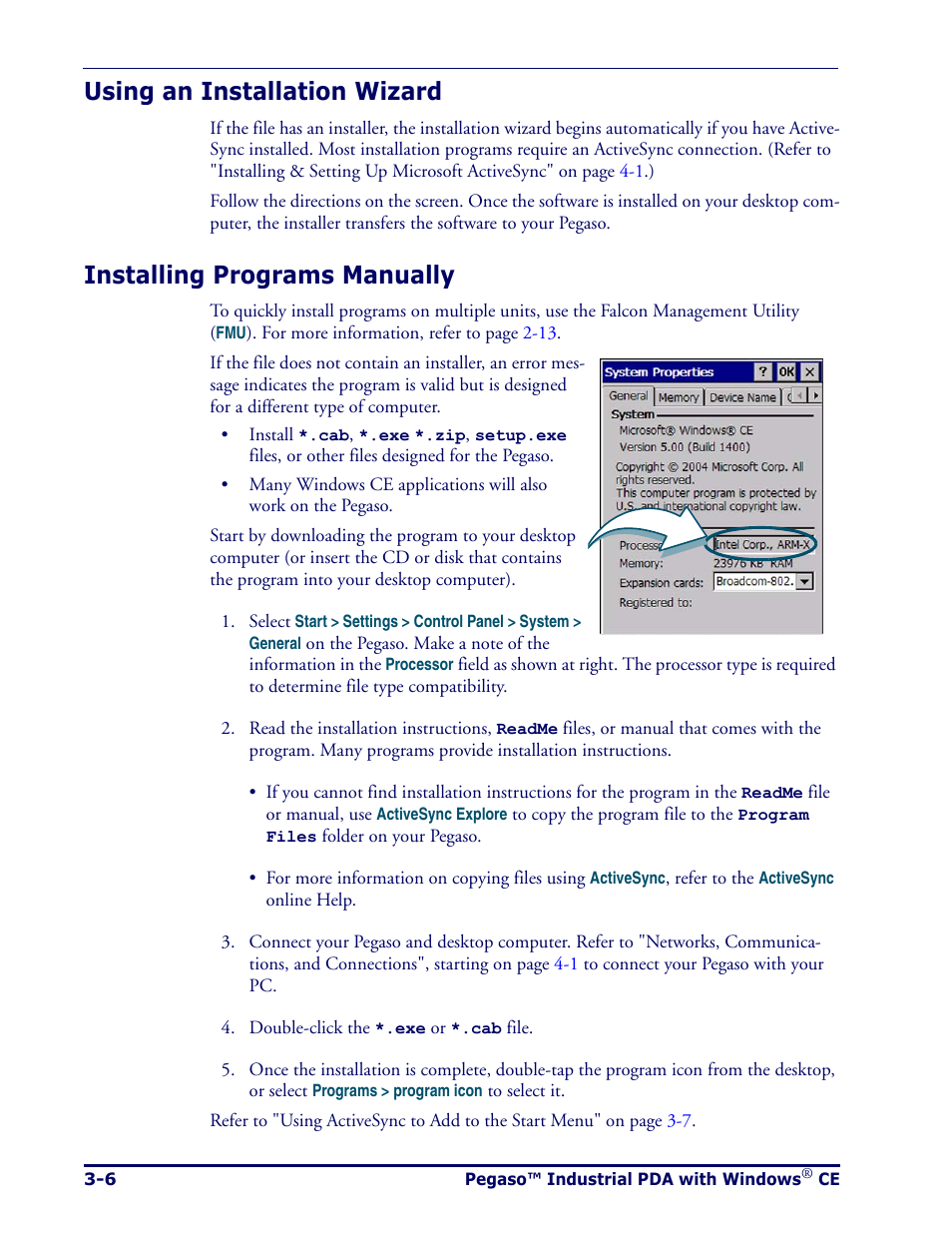 Using an installation wizard, Installing programs manually | Datalogic Scanning Pegaso User Manual | Page 52 / 172