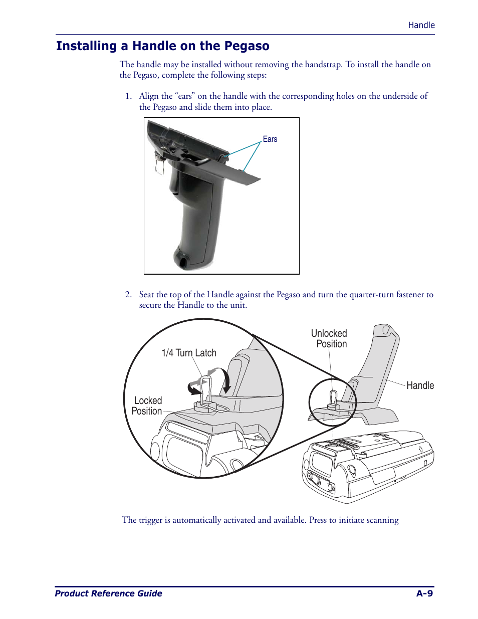 Installing a handle on the pegaso | Datalogic Scanning Pegaso User Manual | Page 81 / 172