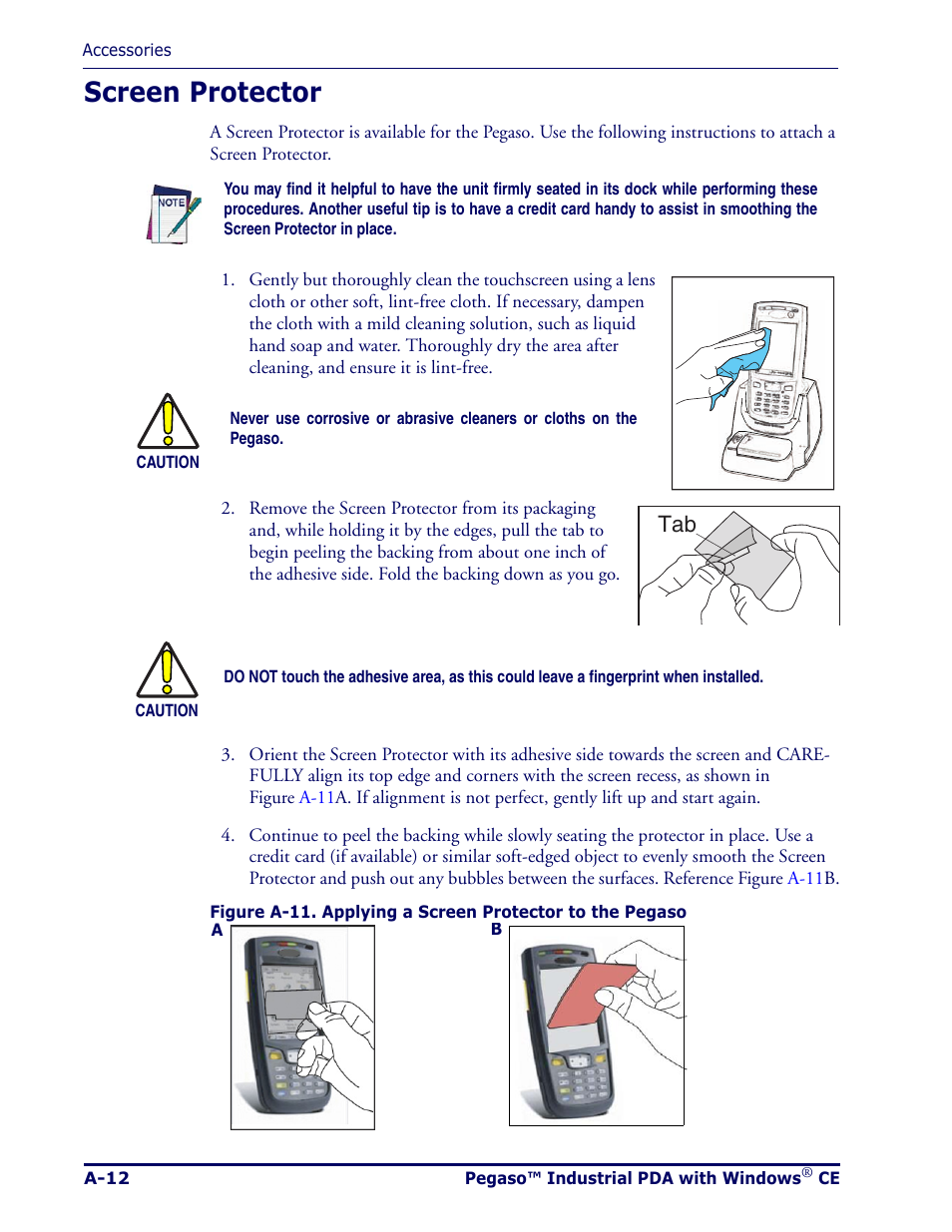 Screen protector, A-12 | Datalogic Scanning Pegaso User Manual | Page 84 / 172