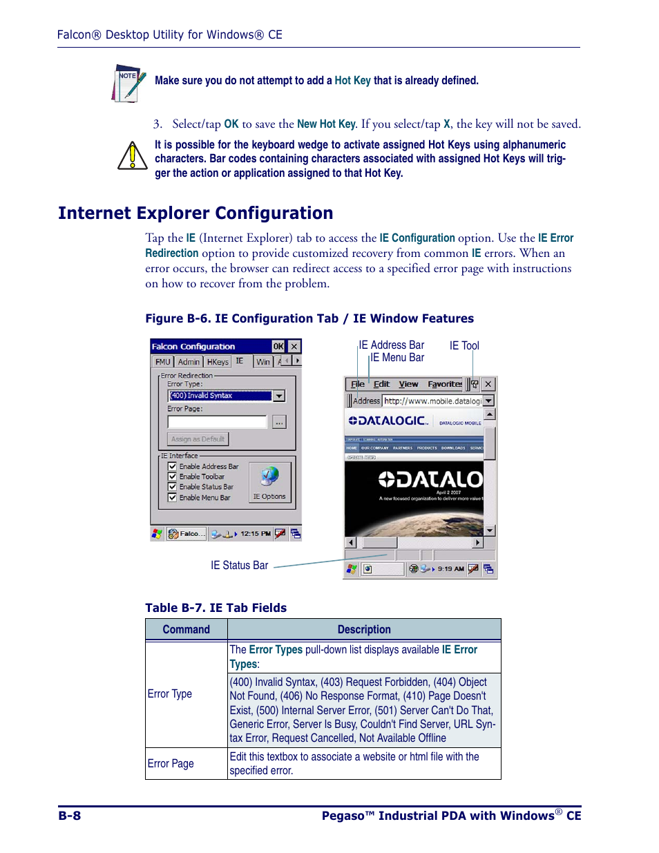 Internet explorer configuration | Datalogic Scanning Pegaso User Manual | Page 92 / 172