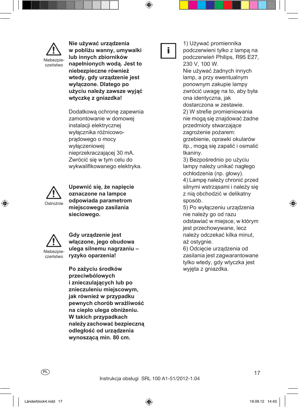 Specjalne wskazówki dotyczące bezpieczeństwa | Silvercrest SRL 100 A1 User Manual | Page 17 / 72