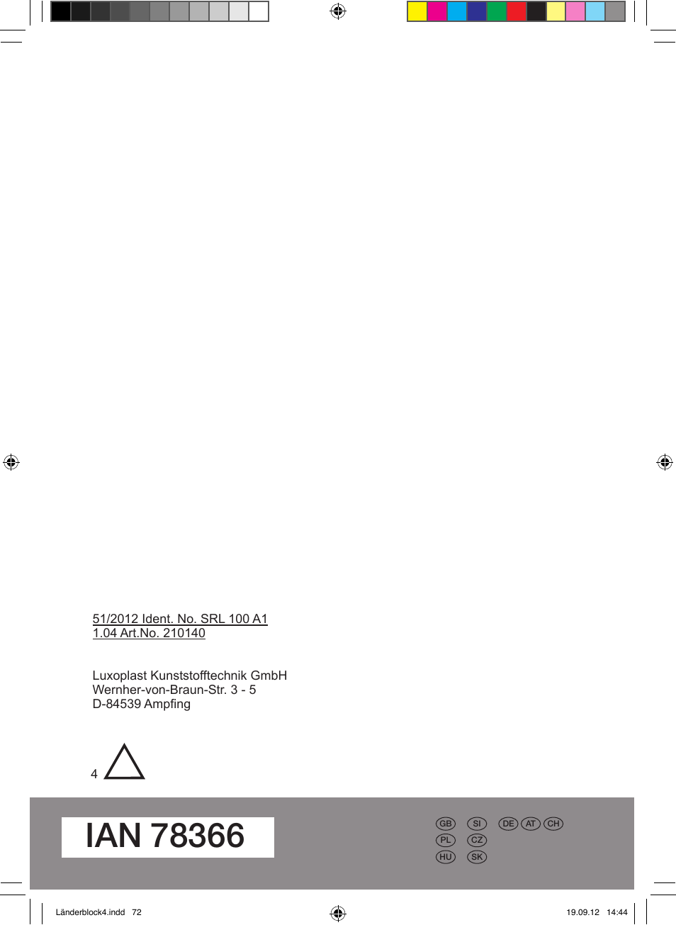 Silvercrest SRL 100 A1 User Manual | Page 72 / 72