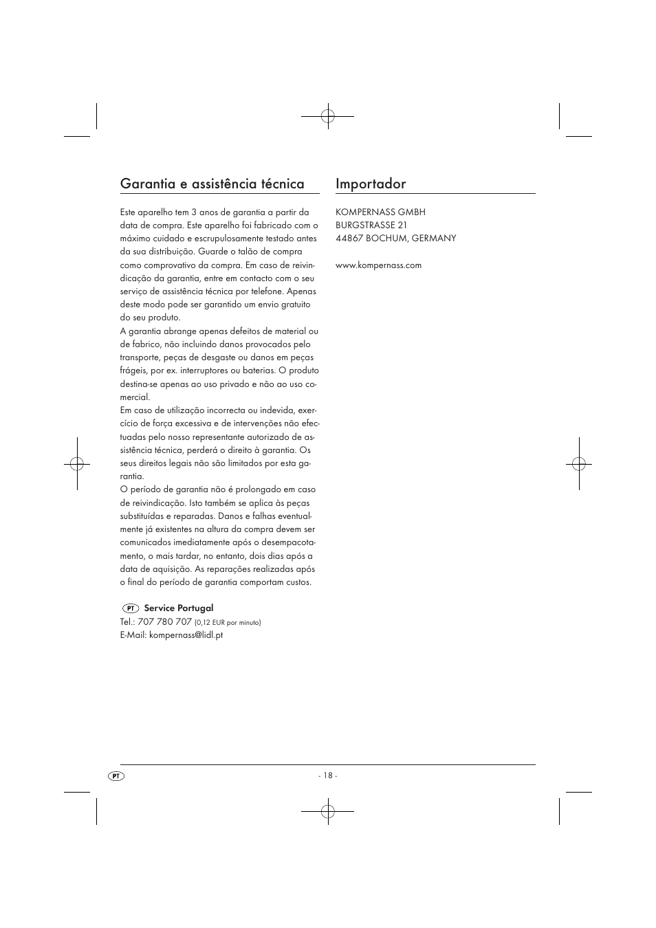 Garantia e assistência técnica, Importador | Silvercrest SWC 1000 A1 User Manual | Page 20 / 32